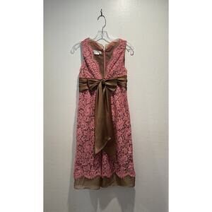 Kay Unger Size 2 Pink Lace Dress Bow Wedding Romantic Evening Retro